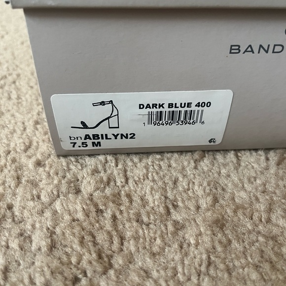 Bandolino dark navy blue block heel ankle strap sandal-gold accents NIB-sz 7.5M - Picture 5 of 6